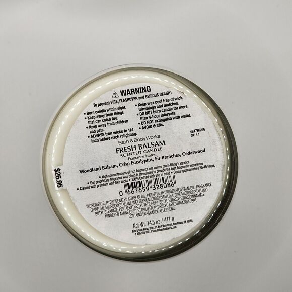 2024 Bath & Body Works Fresh Balsam Scented Candle, 3-Wick, 14.5 oz - Picture 3 of 4
